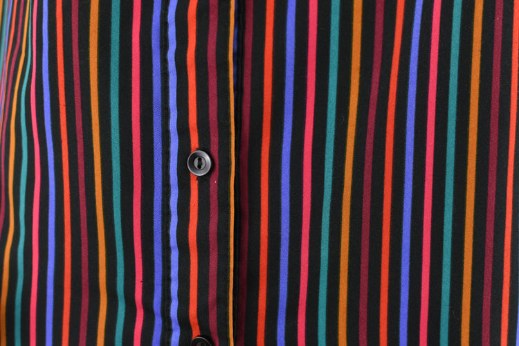 70s Rainbow Striped Polyester Blouse Women's Size 10