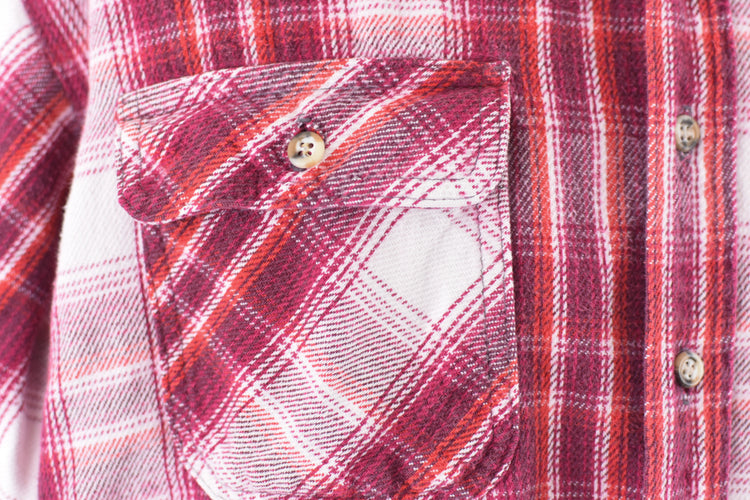 Vintage 80s Red Plaid Button Down Shirt Men's XL - 2XL