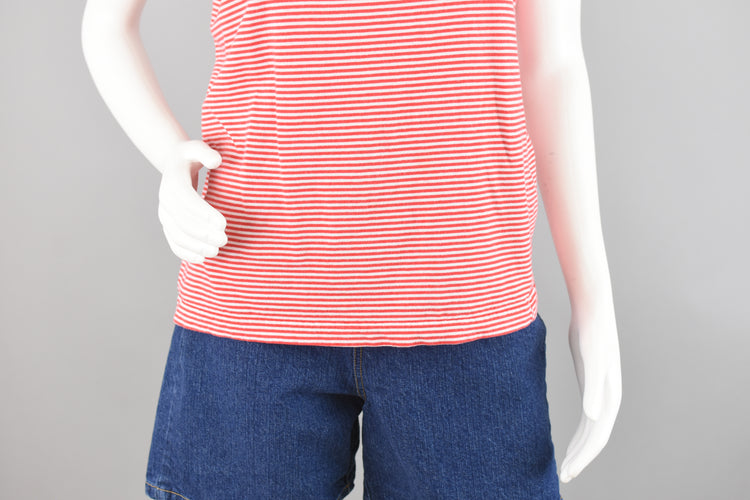 90s Red & White Striped Tank Top Women's Medium