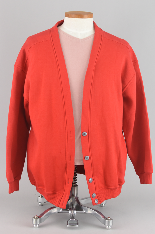 Vintage Russell Athletic Red Oversized Fleece Cardigan Men's Large