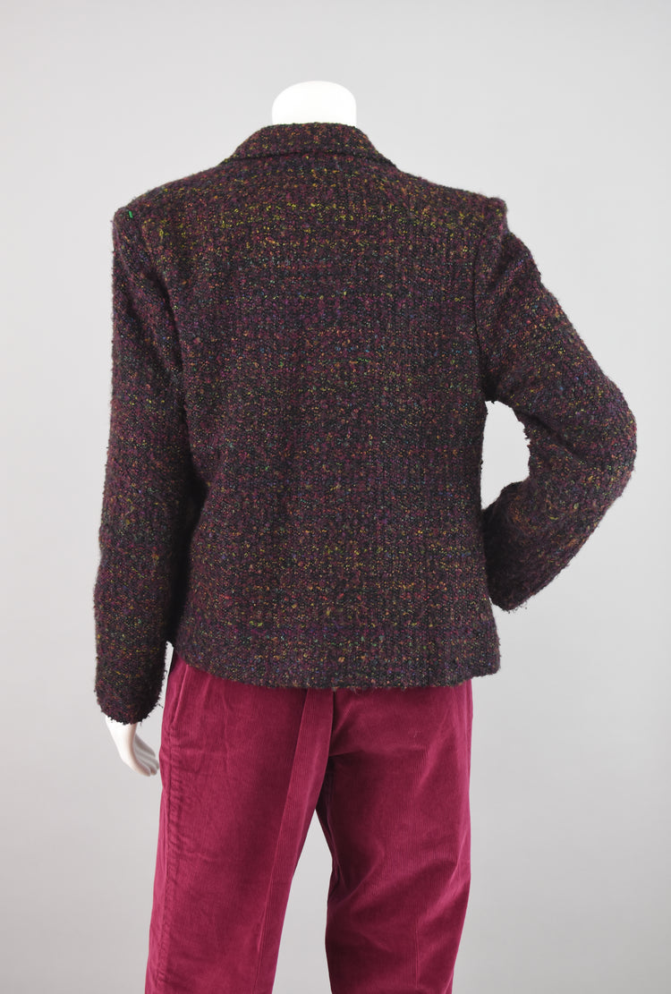 90s Sag Harbor Purple Tweed Jacket, Women's Size 10