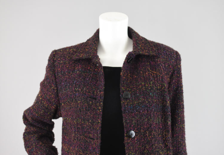 90s Sag Harbor Purple Tweed Jacket, Women's Size 10