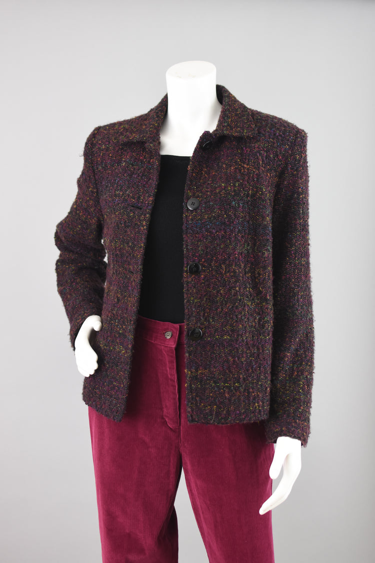 90s Sag Harbor Purple Tweed Jacket, Women's Size 10