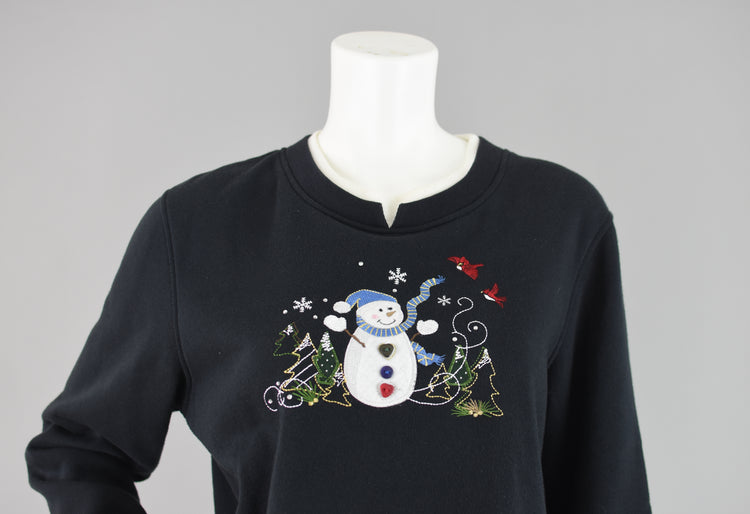 Vintage Ugly Christmas Snowman Sweatshirt Women's Medium