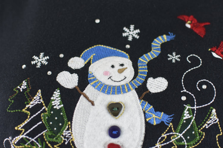 Vintage Ugly Christmas Snowman Sweatshirt Women's Medium