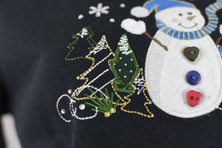 Vintage Ugly Christmas Snowman Sweatshirt Women's Medium