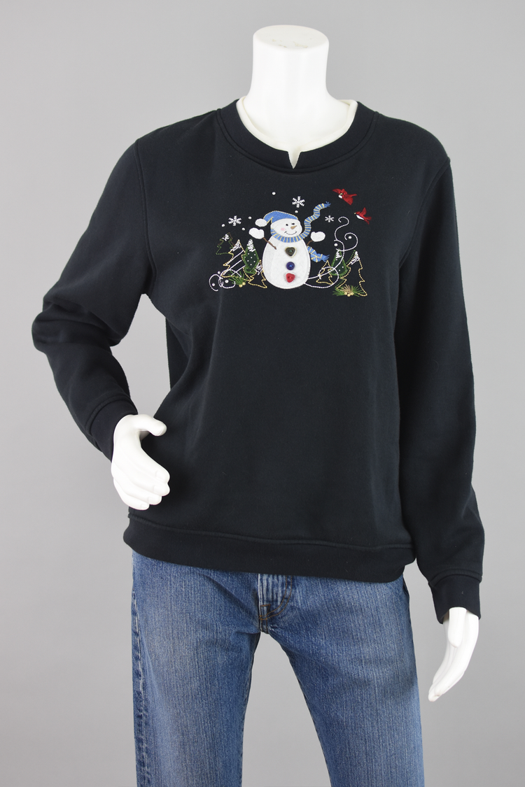 Vintage Ugly Christmas Snowman Sweatshirt Women's Medium