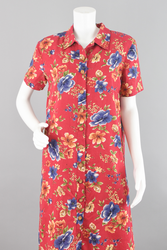 90s Talbots Floral Button Down Shirt Dress Size 10