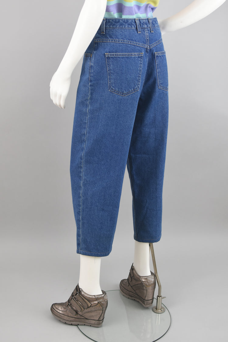 90s Pleated Cropped Mom Jeans Petite 8, 28" Waist