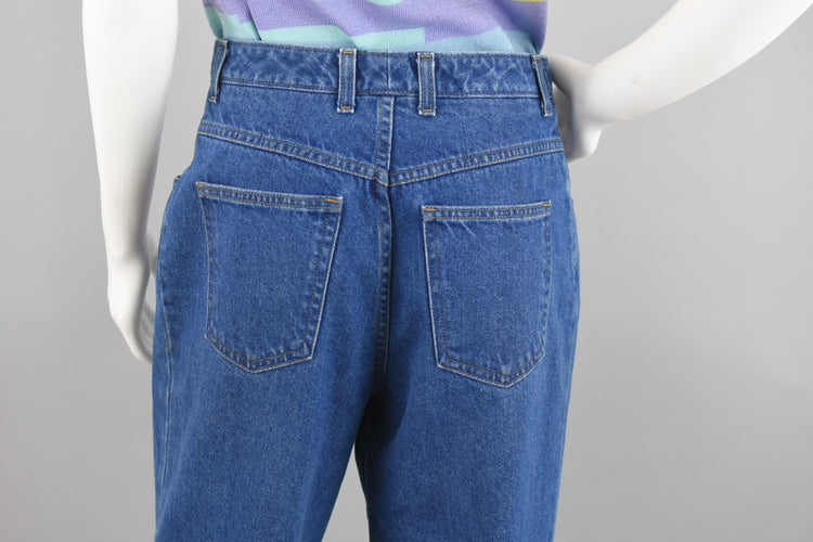 90s Pleated Cropped Mom Jeans Petite 8, 28" Waist