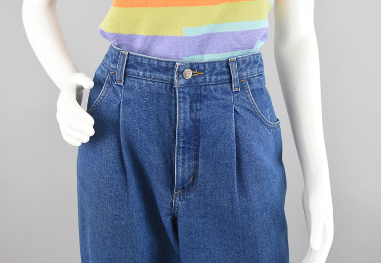 90s Pleated Cropped Mom Jeans Petite 8, 28" Waist