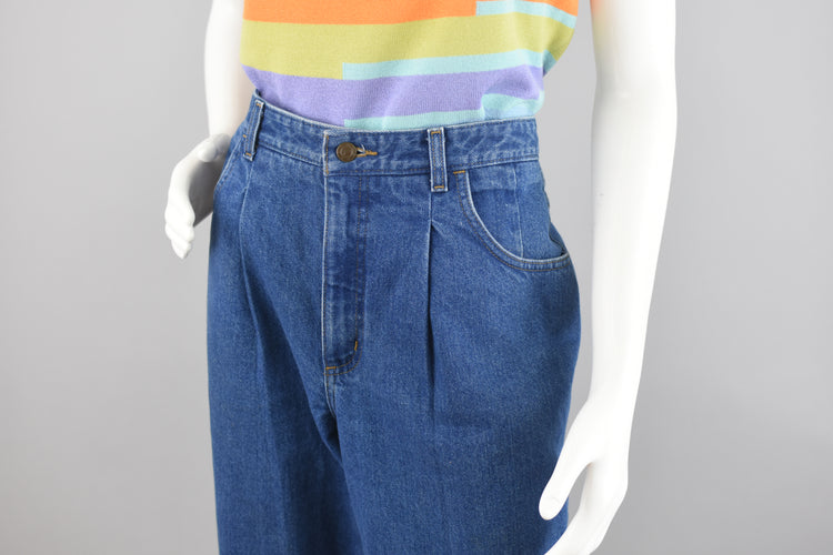 90s Pleated Cropped Mom Jeans Petite 8, 28" Waist