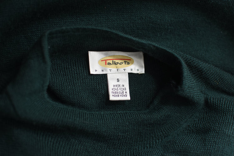 90s Talbots Merino Wool Green Sweater Dress, Women's Petite Small