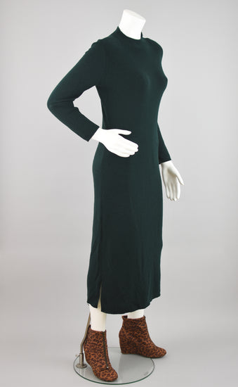 90s Talbots Merino Wool Green Sweater Dress, Women's Petite Small