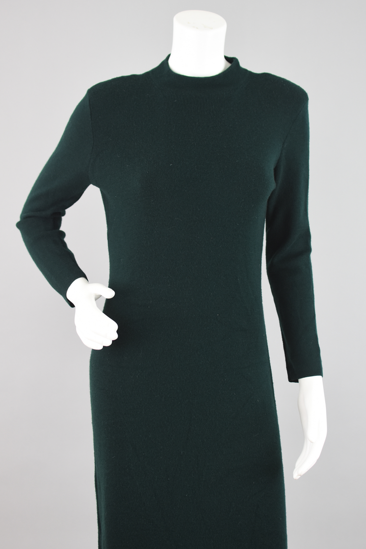 90s Talbots Merino Wool Green Sweater Dress, Women's Petite Small