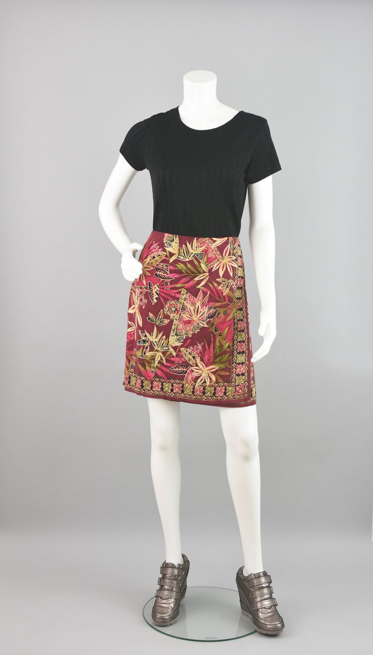 Vintage 90s Tropical Wrap Mini Skirt Extra Large