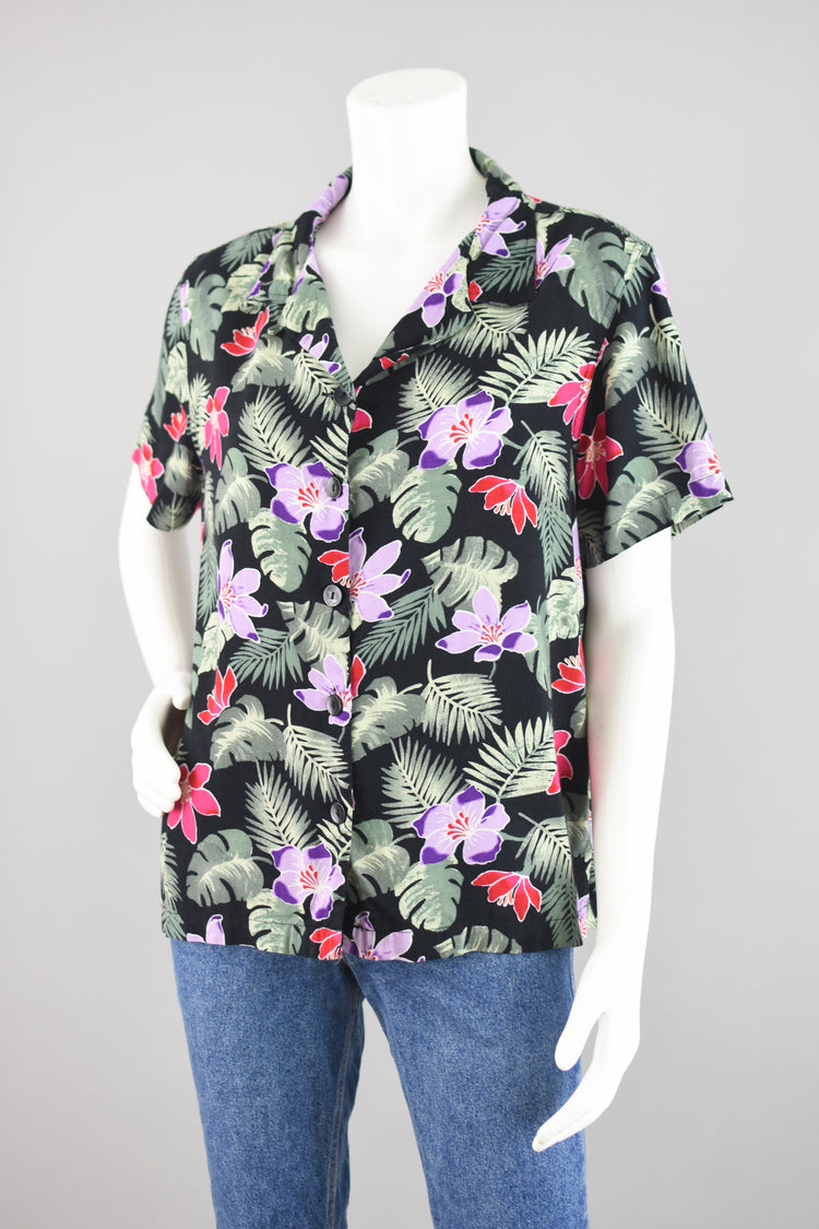 Vintage Basic Editions Hawaiian Shirt, Women's Large