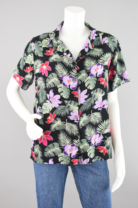 Vintage Basic Editions Hawaiian Shirt, Women's Large