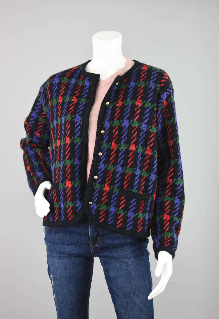 90s Worthington Preppy Plaid Cardigan Women's Medium