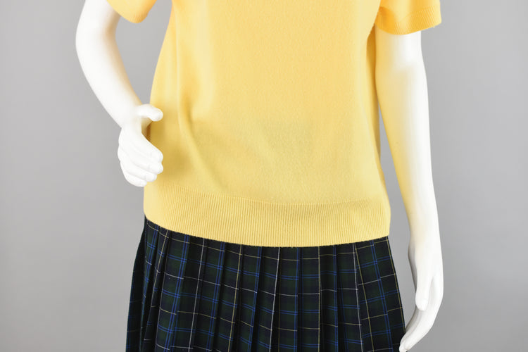 90s Yellow Mockneck Short Sleeve Sweater Women's XL