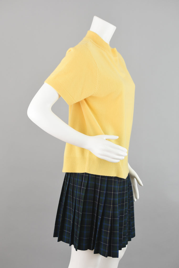 90s Yellow Mockneck Short Sleeve Sweater Women's XL