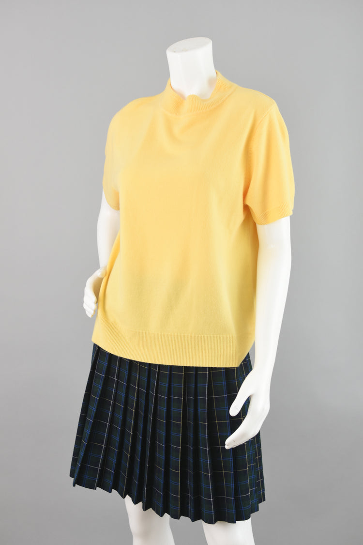 90s Yellow Mockneck Short Sleeve Sweater Women's XL