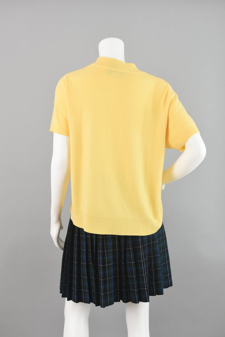 90s Yellow Mockneck Short Sleeve Sweater Women's XL