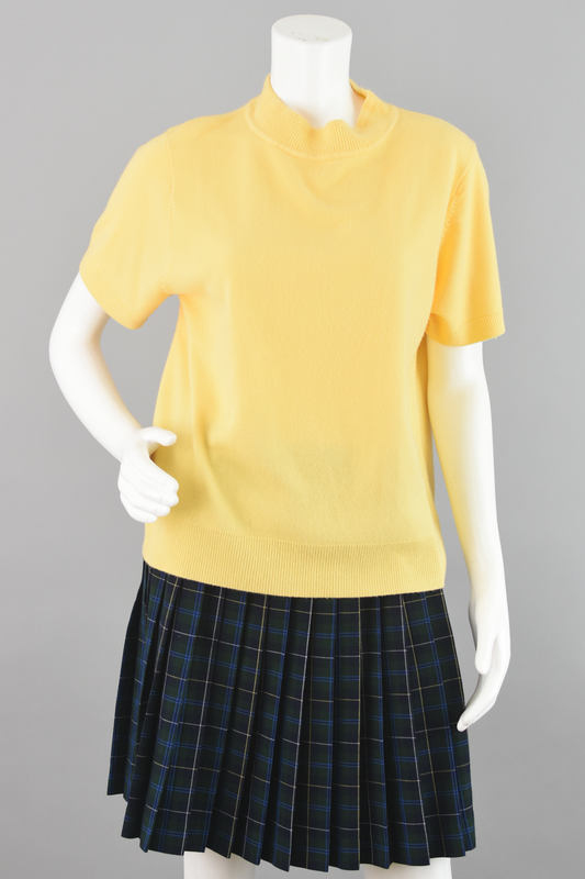 90s Yellow Mockneck Short Sleeve Sweater Women's XL