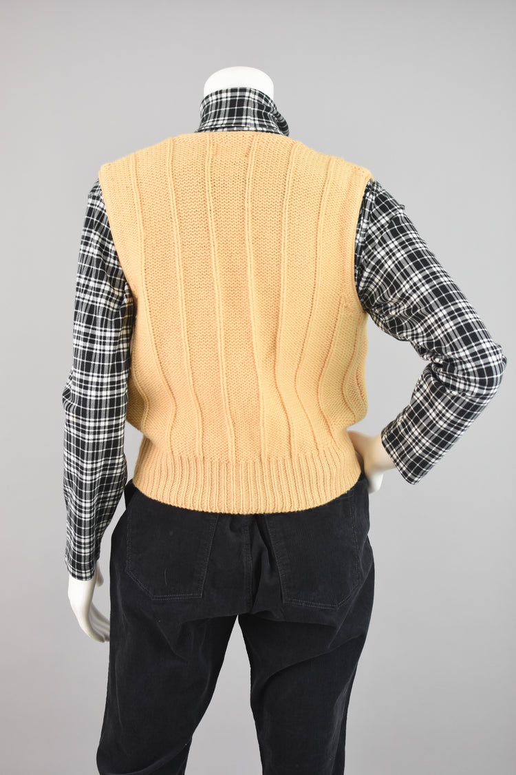 80s Wool Cable Knit Sweater Vest, The Villager, Women's Medium