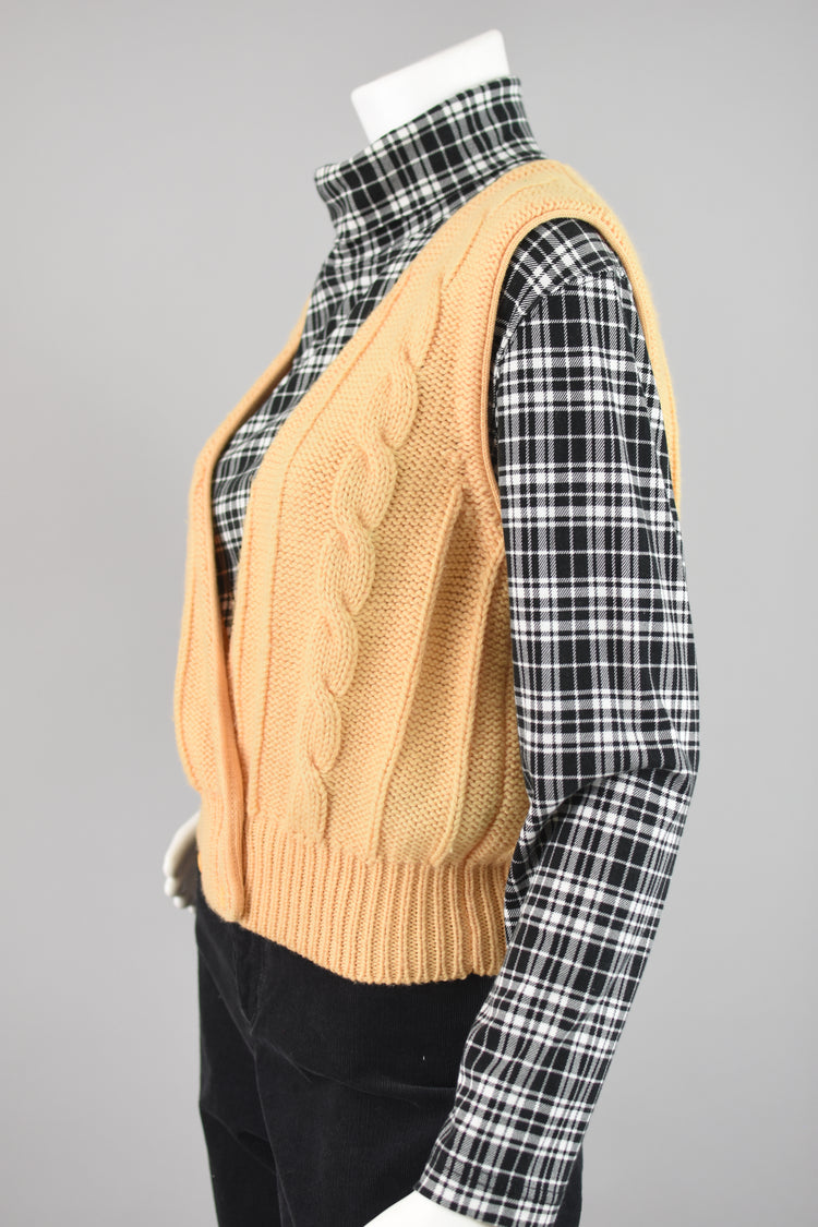 80s Wool Cable Knit Sweater Vest, The Villager, Women's Medium